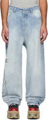 Vetements Blue Metal Logo Baggy Jeans In Light Blue