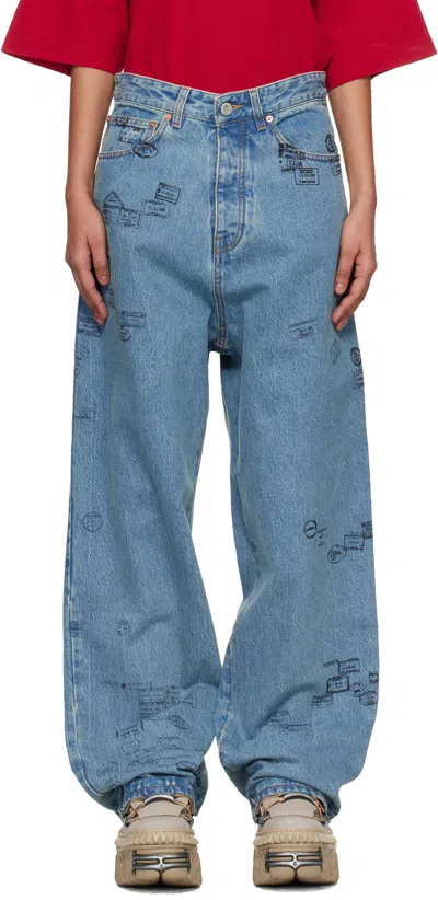 Vetements Blue Passport Stamps Jeans