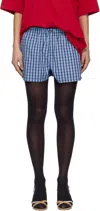 Vetements Checked-pattern Mini Shorts In Blue