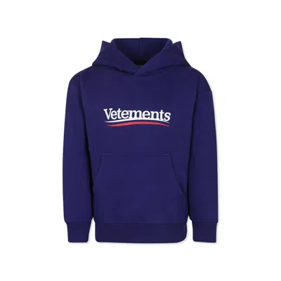 VETEMENTS BLUE SWEATSHIRT FOR KIDS WITH LOGO