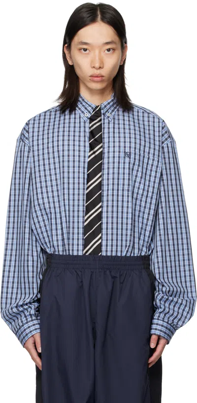 Vetements Checked Button-fastening Shirt In Blue