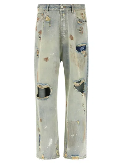 Vetements Blue Trashed Big Shape Jeans In Light Blue