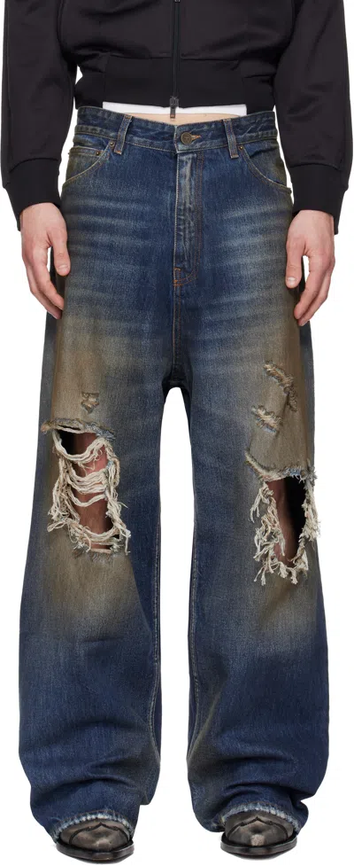 Vetements Blue Trashed Jeans