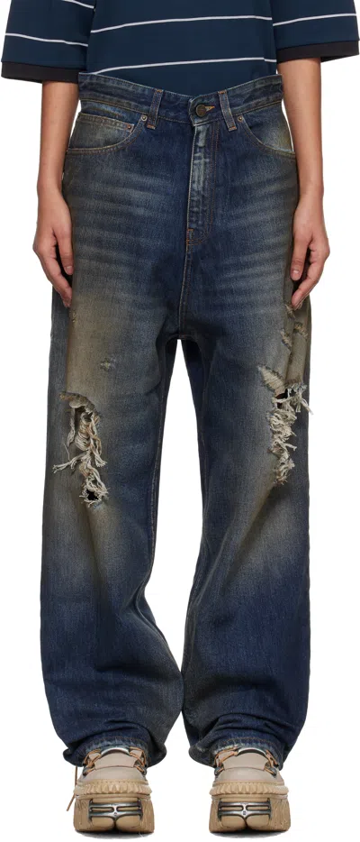 Vetements Blue Trashed Jeans