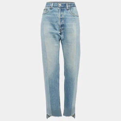 Pre-owned Vetements Blue Two Tone Patchwork Denim Straight-leg Jeans L