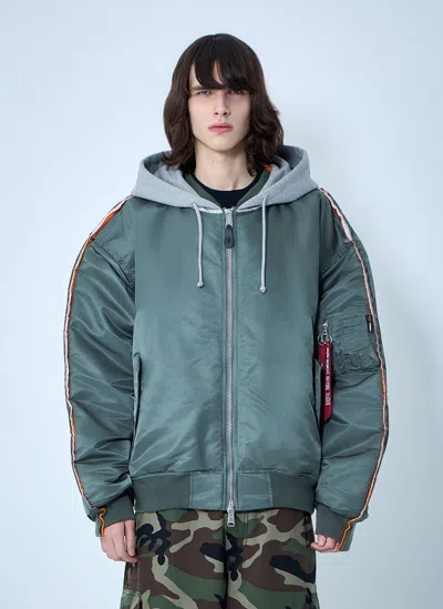 Vetements Bomber Jacket With Attached Hood In Gray