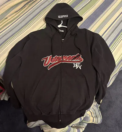 Pre-owned Vetements Bro Zip Up Hoodie In Black