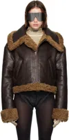 Vetements Brown Inside-out Cropped Aviator Reversible Shearling Jacket In Brown