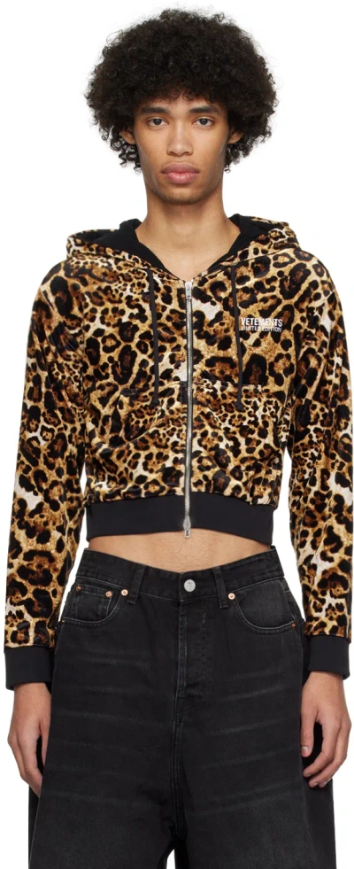 Vetements Brown Leopard Hoodie