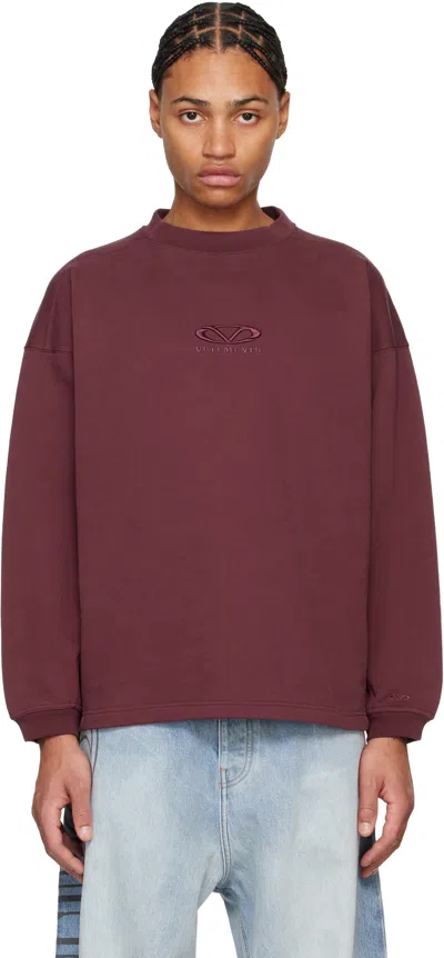 Vetements Burgundy Oval Logo Cropped Boxy Sweatshirt In Bordeaux