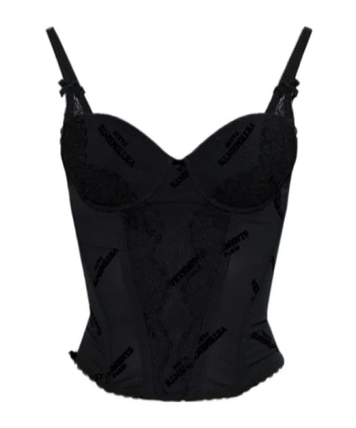 Vetements Flocked-logo Corset In Black