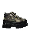 Vetements New Rock Embellished Camouflage-print Leather Platform Sneakers In Black