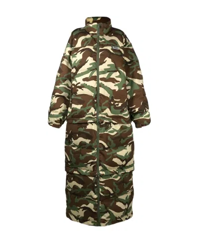 Vetements Camouflage-print Maxi Padded Coat In Green