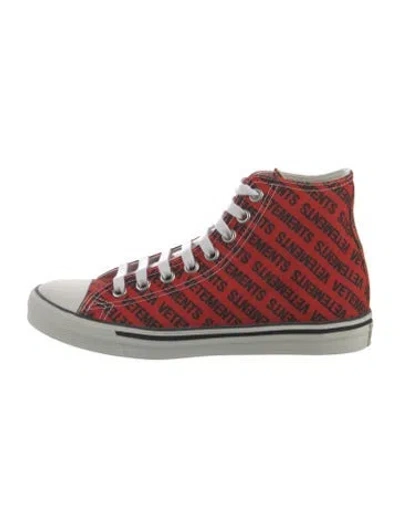 Pre-owned Vetements Canvas Printed Sneakers In Red