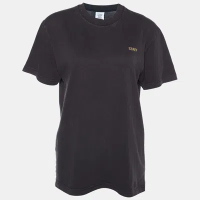 Pre-owned Vetements Charcoal Grey Staff Printed Cotton Knit T-shirt S