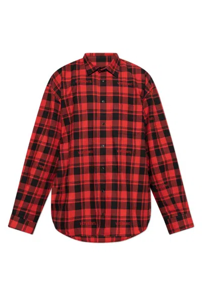 Vetements Red Padded Flannel Overshirt