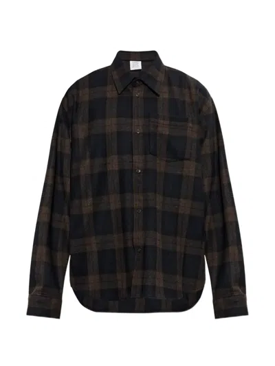 Vetements Check-pattern Embroidered-sleeve Shirt In Multi