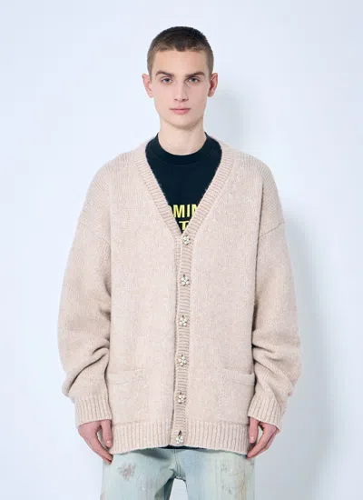 Vetements Classic Pearl Button Cardigan In Beige