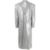Vetements Sequin-embellished Checked Coat In Silver