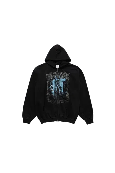 Vetements Cof Butterfly Oversized Zip-up Hoodie Washed Black