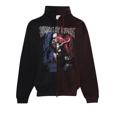 Pre-owned Vetements Cof Cut-up Oversized Zip-up Hoodie 'black/red' | Men's Size S