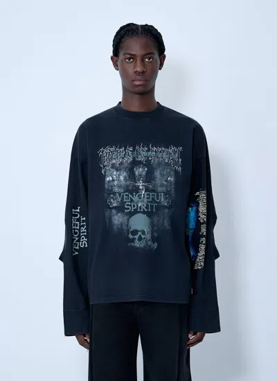 Vetements Spirit Graphic-print Long-sleeve T-shirt In Blue