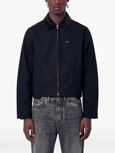 Vetements Corduroy-collar Zip-up Jacket In Black