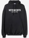 Vetements Black Cotton Sweatshirt With Frontal Logo In Black