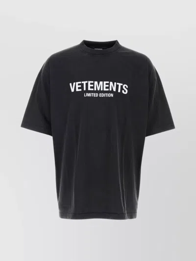 Vetements Cotton Crew Neck Oversized T-shirt In Black
