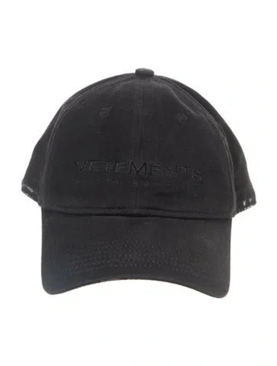 Pre-owned Vetements Cotton Embroidered Baseball Hat In Black