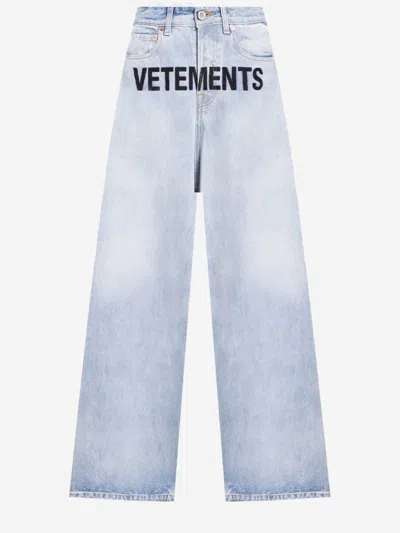 Vetements Cotton Jeans With Logo In Blue