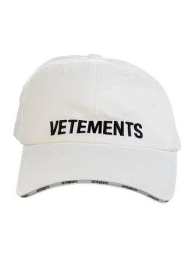 Pre-owned Vetements Cotton White Embroidered Baseball Cap