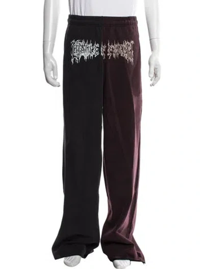 Pre-owned Vetements Cradle Of Filth Cut-up Baggy Graphic Print Lounge Bottoms In Black