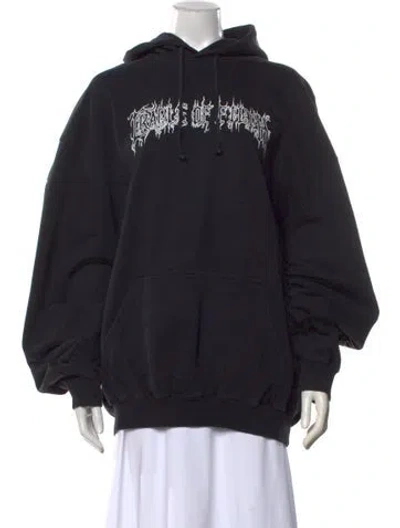 Pre-owned Vetements Cradle Of Filth Logo Graphic Print Hoodie W/ Tags In Black