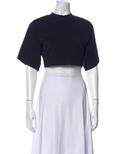 Pre-owned Vetements Crew Neck Short Sleeve Crop Top In Blue