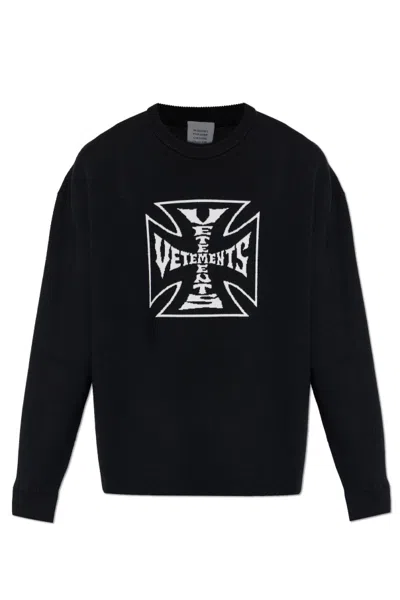 Vetements Crew Neck Sweater In Black