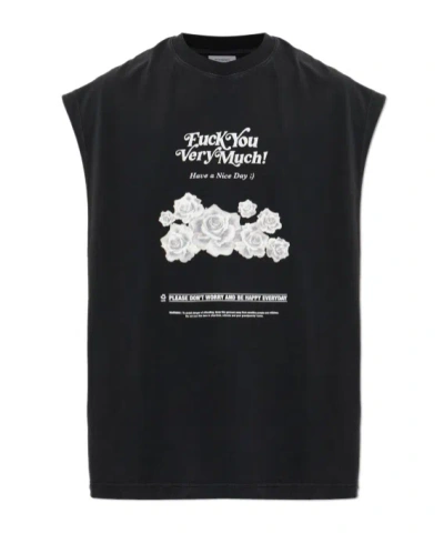 Vetements Graphic-print Sleeveless T-shirt In Black