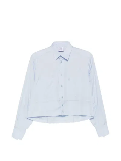 Vetements Cropped Raw-edge Shirt In Blue