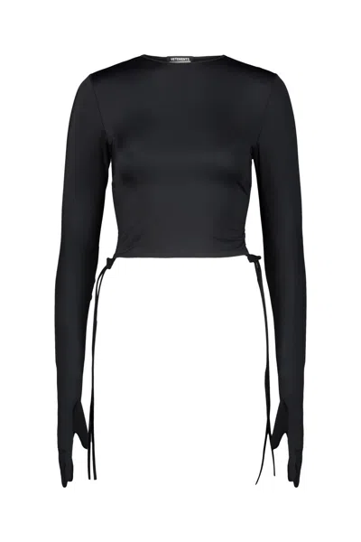 Vetements Tie-waist Jersey Crop Top In Black
