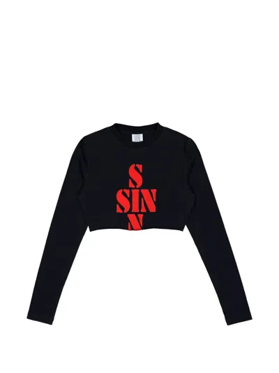 Vetements Cropped T-shirt In Black