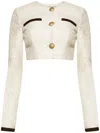 Vetements Cropped Tweed Jacket In Neutrals
