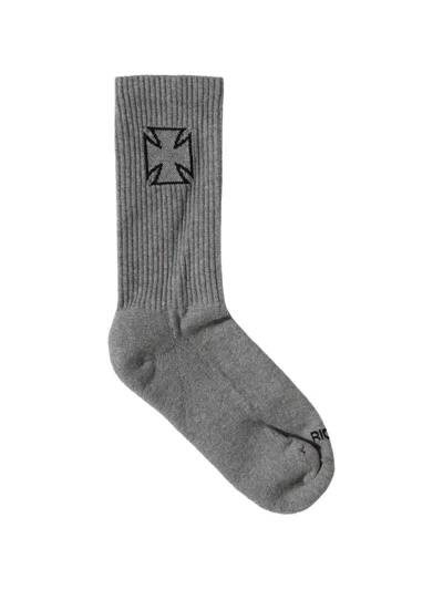Vetements Cross-embellishment Socks In Gray