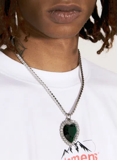 Vetements Crystal Heart Necklace In Green