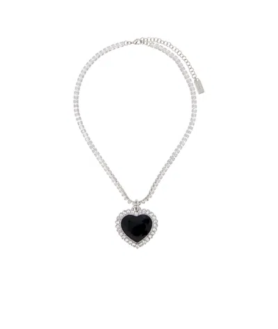 Vetements Crystal Heart Necklace In White