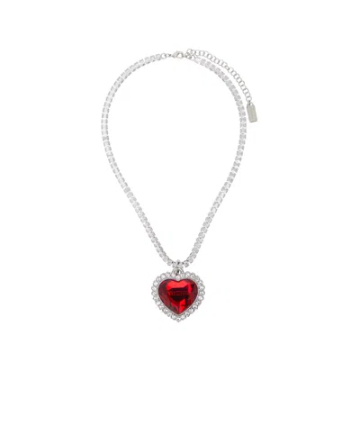 Vetements Crystal Heart Necklace In White
