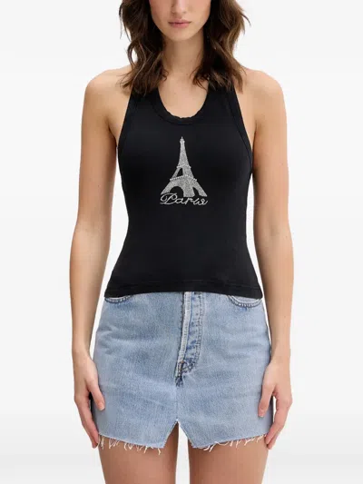 Vetements Crystal-embellished Tank Top In Black