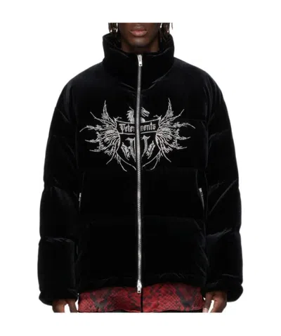 Vetements Crystal-logo Padded Jacket In Black