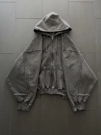 Pre-owned Vetements Cut Up Deconstructed Logo Zip Up Hoodie In Grey