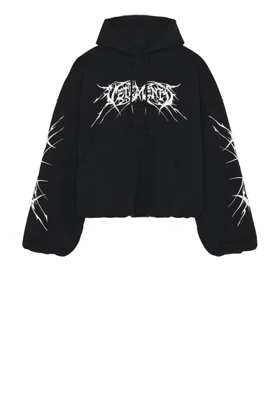 Vetements Death Metal Cropped Boxy Hoodie In Black & White