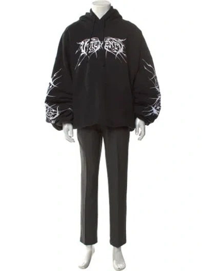 Pre-owned Vetements Death Metal Layered Graphic Print Hoodie In Black